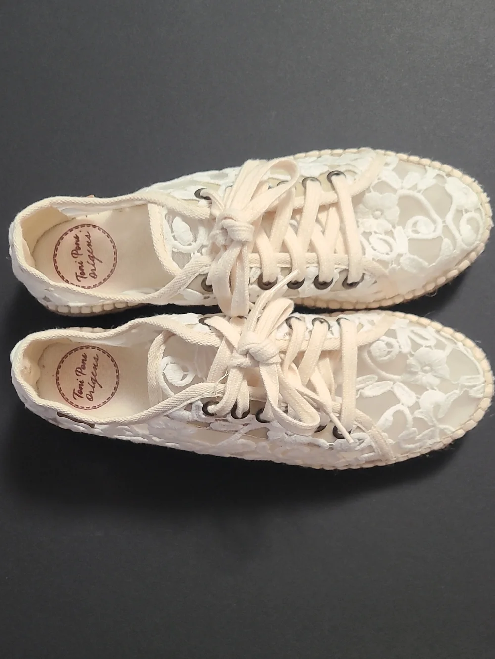 Toni Pons Origens Women's Espradilles Ecru Floral Embroidered Lace Sz 41/ USA 10